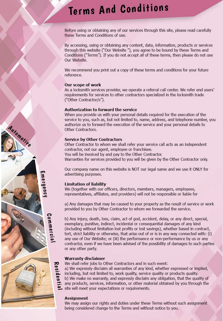 Santa Monica Lock And Key, Santa Monica, CA 310-955-5852 - terms-and-condition-n-59m